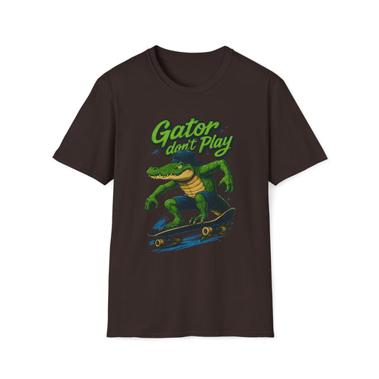 Skateboarding Gator T-Shirt, Fun Graphic Tee for Teens, Summer Casual Wear, Gift for Skaters, Birthday Gift, Streetwear