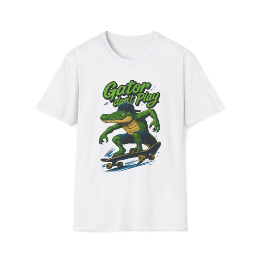 Skateboarding Gator T-Shirt, Fun Graphic Tee for Teens, Summer Casual Wear, Gift for Skaters, Birthday Gift, Streetwear