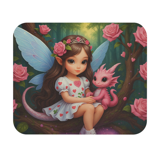 Fairy Tale Mouse Pad with Enchanted Dragon, Cute Desk Accessory, Fantasy Office Decor, Gift for Gamers, Fantasy Lovers, Kids Room